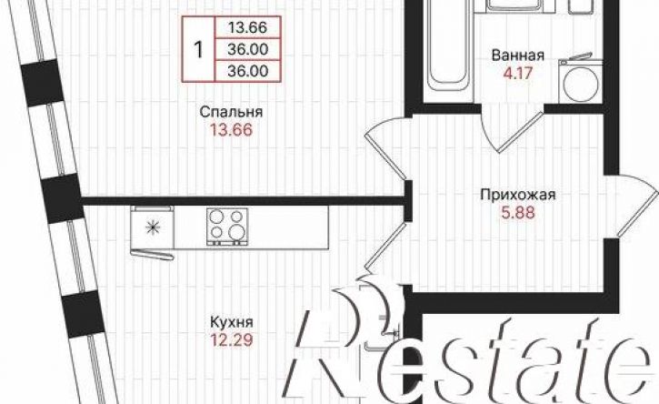 1-комн квартира в новом доме Гвардейская улица, 52/2,  д. 52/2