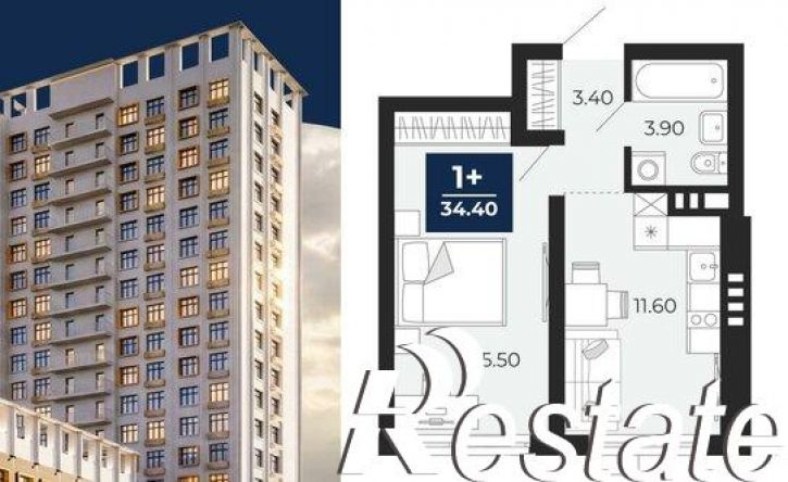 1-комн квартира в новом доме Клубная улица, 11А,  д. 11А