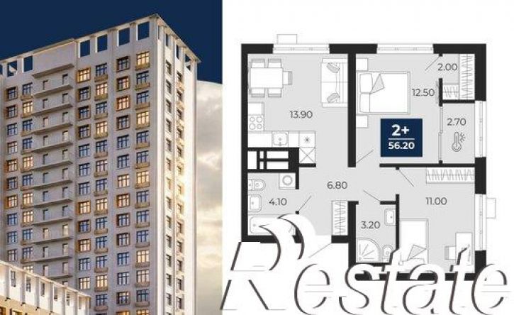 2-комн квартира в новом доме Клубная улица, 11А,  д. 11А
