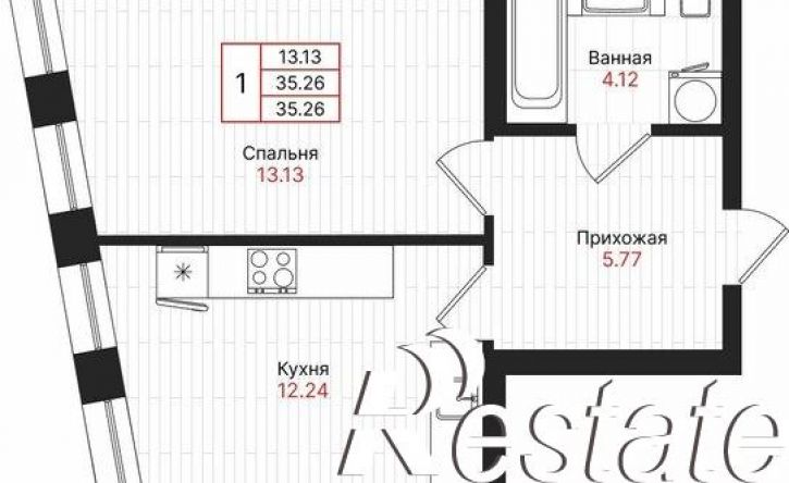 1-комн квартира в новом доме Гвардейская улица, 52/2,  д. 52/2