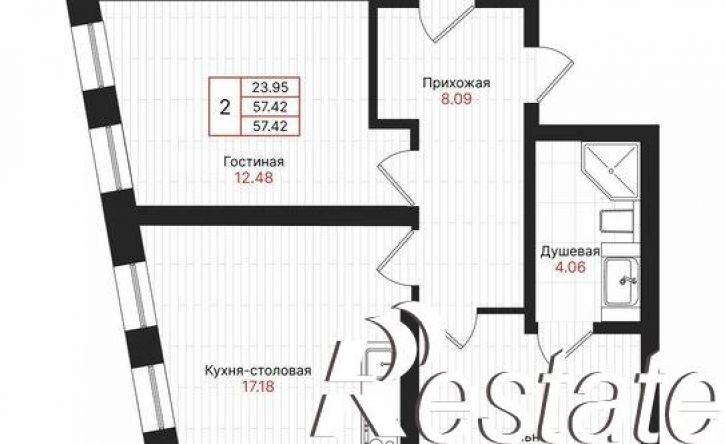 2-комн квартира в новом доме Гвардейская улица, 52/2,  д. 52/2