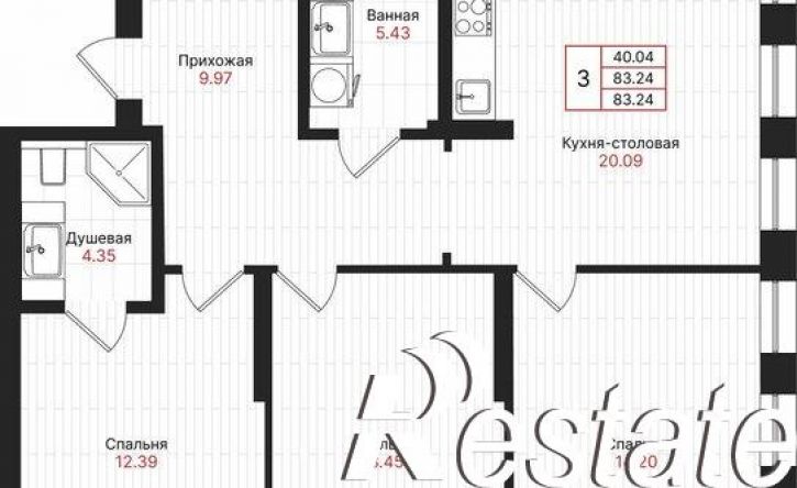 3-комн квартира в новом доме Гвардейская улица, 52/2,  д. 52/2
