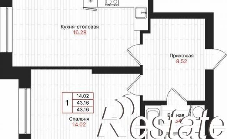 1-комн квартира в новом доме Гвардейская улица, 52/2,  д. 52/2