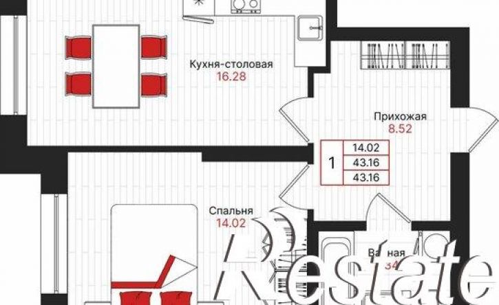 1-комн квартира в новом доме Гвардейская улица, 52/2,  д. 52/2