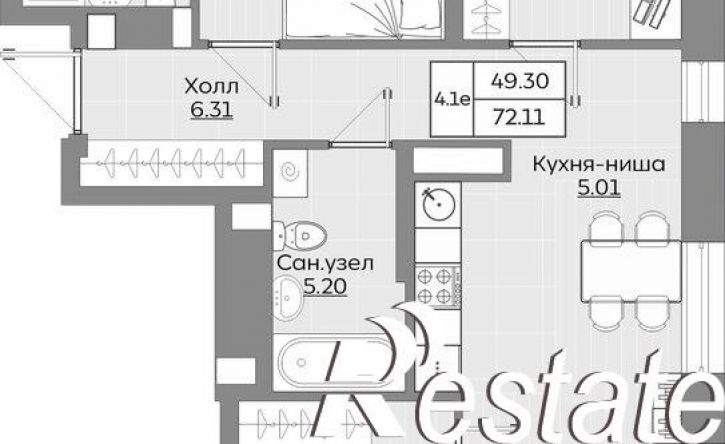 4-комн квартира в новом доме Республика Татарстан (Татарстан), улица Рауиса Гареева, 123