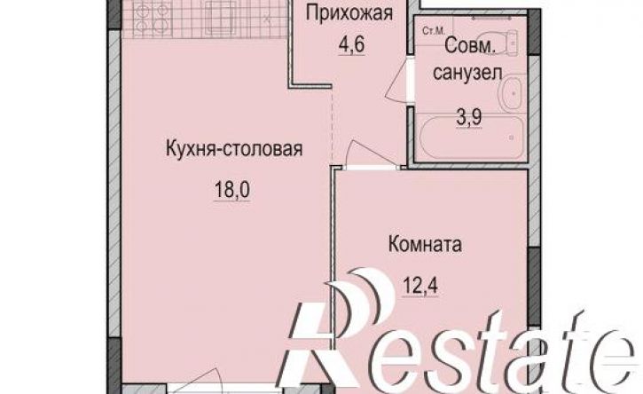 1-комн квартира в новом доме Республика Татарстан (Татарстан), территория Ферма-2