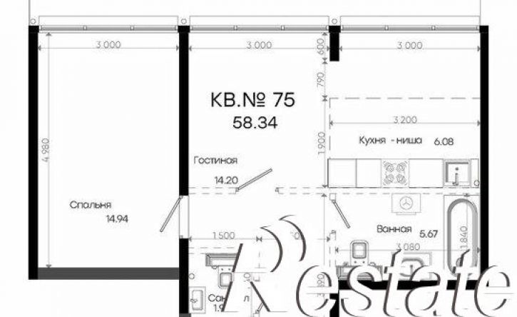 2-комн квартира в новом доме Портовая улица, 37В к2,  д. 37В к2