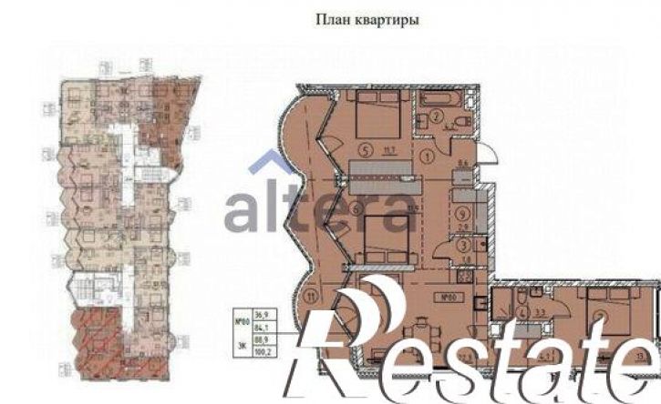 3-комн квартира в новом доме улица Волкова, 2Б,  д. 2Б