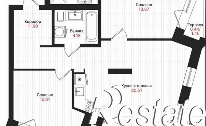 2-комн квартира в новом доме Гвардейская улица, 52/2,  д. 52/2