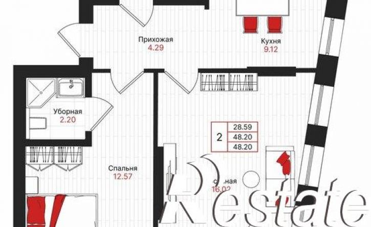 2-комн квартира в новом доме Гвардейская улица, 52/2,  д. 52/2