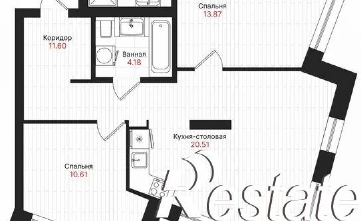 2-комн квартира в новом доме Гвардейская улица, 52/2,  д. 52/2