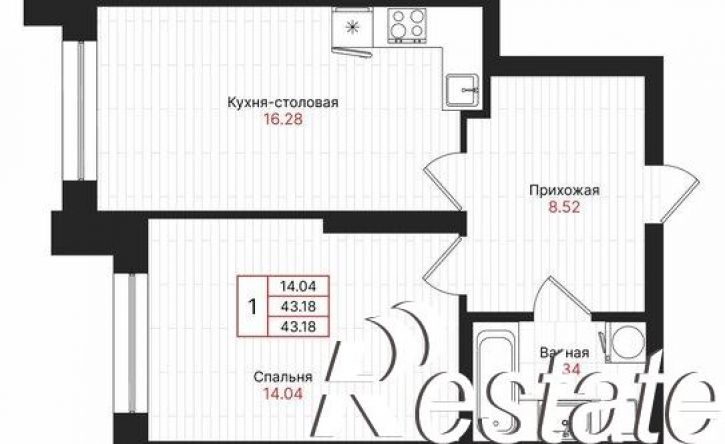 1-комн квартира в новом доме Гвардейская улица, 52/2,  д. 52/2