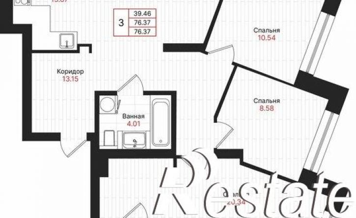 3-комн квартира в новом доме Гвардейская улица, 52/2,  д. 52/2