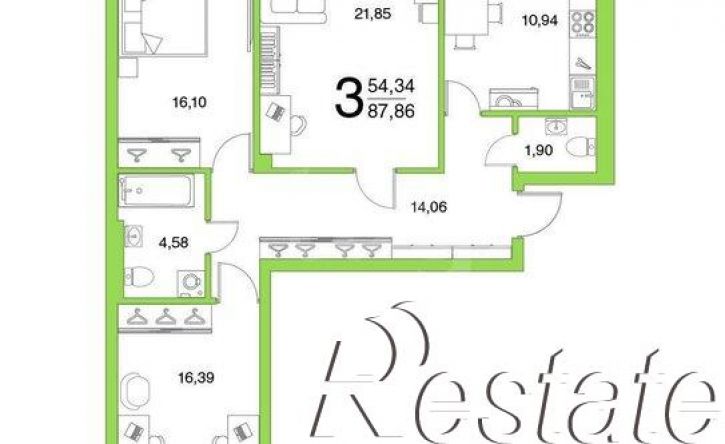 3-комн квартира Аметьевская магистраль, 18 к3,  д. 18 к3