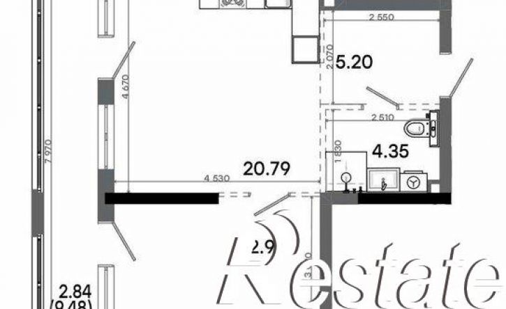 1-комн квартира в новом доме Бухарская улица, 3Ак2,  д. 3Ак2
