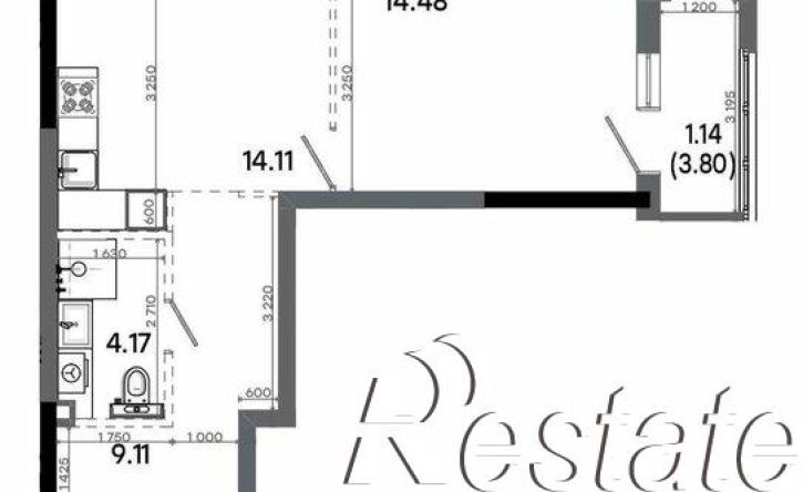 1-комн квартира в новом доме Бухарская улица, 3Ак2,  д. 3Ак2
