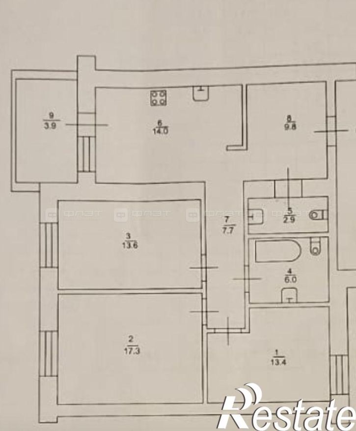 3-комн квартира ул. Николая Ершова, дом 62д